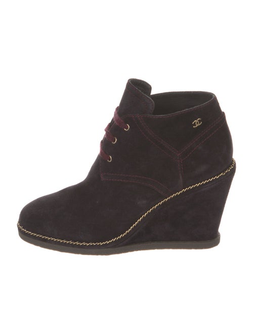 Chanel Interlocking CC Logo Suede Lace-Up Boots