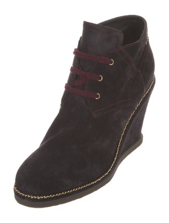 Chanel Interlocking CC Logo Suede Lace-Up Boots