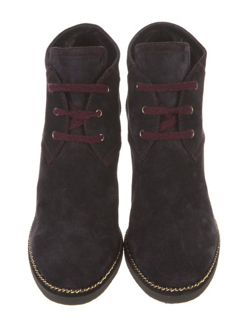 Chanel Interlocking CC Logo Suede Lace-Up Boots