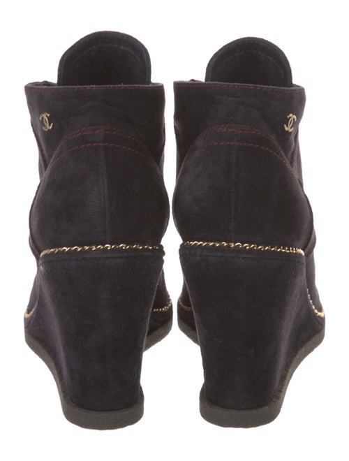 Chanel Interlocking CC Logo Suede Lace-Up Boots