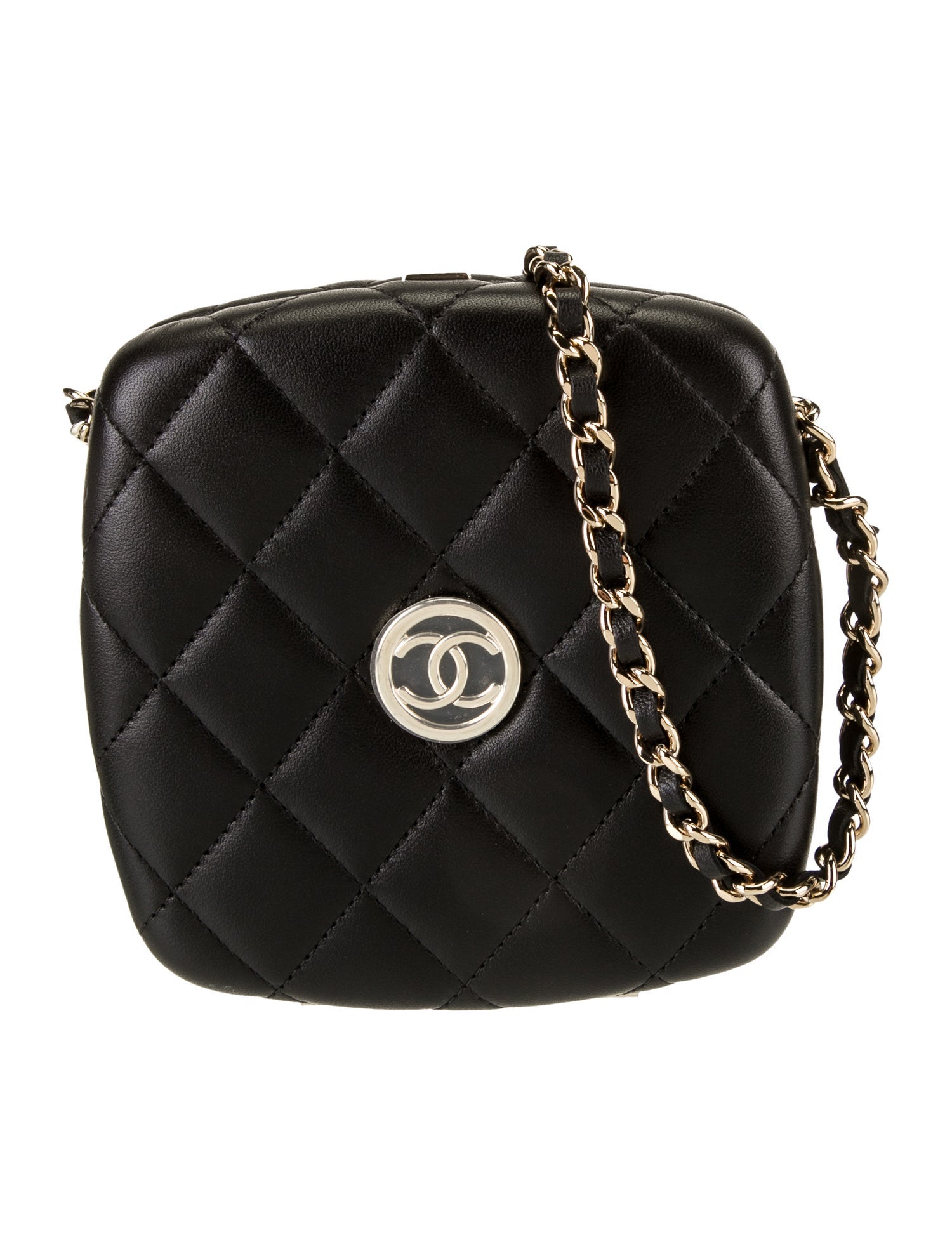 Chanel Quilted Compact Vanity Clutch w/ Chain