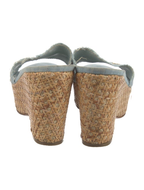 Chanel Interlocking CC Logo Denim Slides