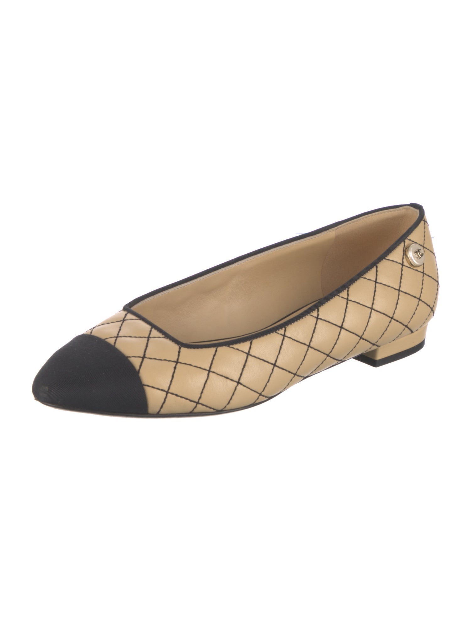 Chanel Interlocking CC Logo Lambskin Ballet Flats
