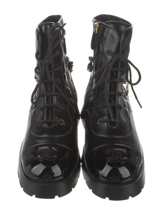 Chanel 2022 Interlocking CC Logo Combat Boots