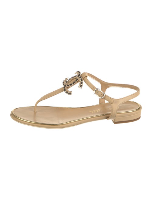 Chanel 2019 Interlocking CC Logo T-Strap Sandals