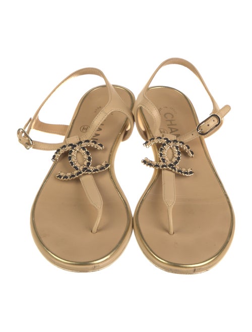 Chanel 2019 Interlocking CC Logo T-Strap Sandals