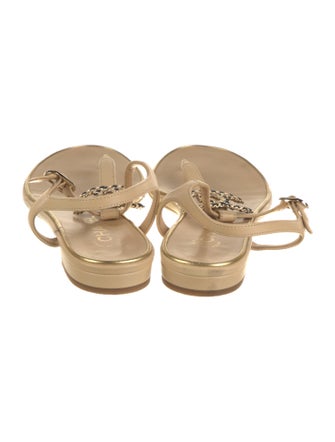 Chanel 2019 Interlocking CC Logo T-Strap Sandals