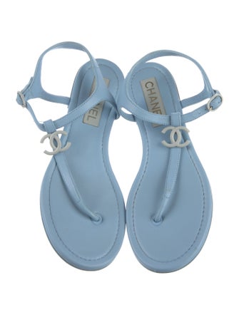 Chanel 2023 Interlocking CC Logo T-Strap Sandals