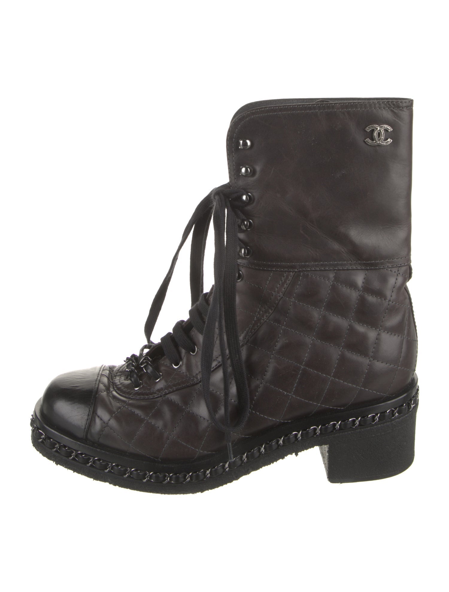 Chanel 2013 Interlocking CC Logo Combat Boots