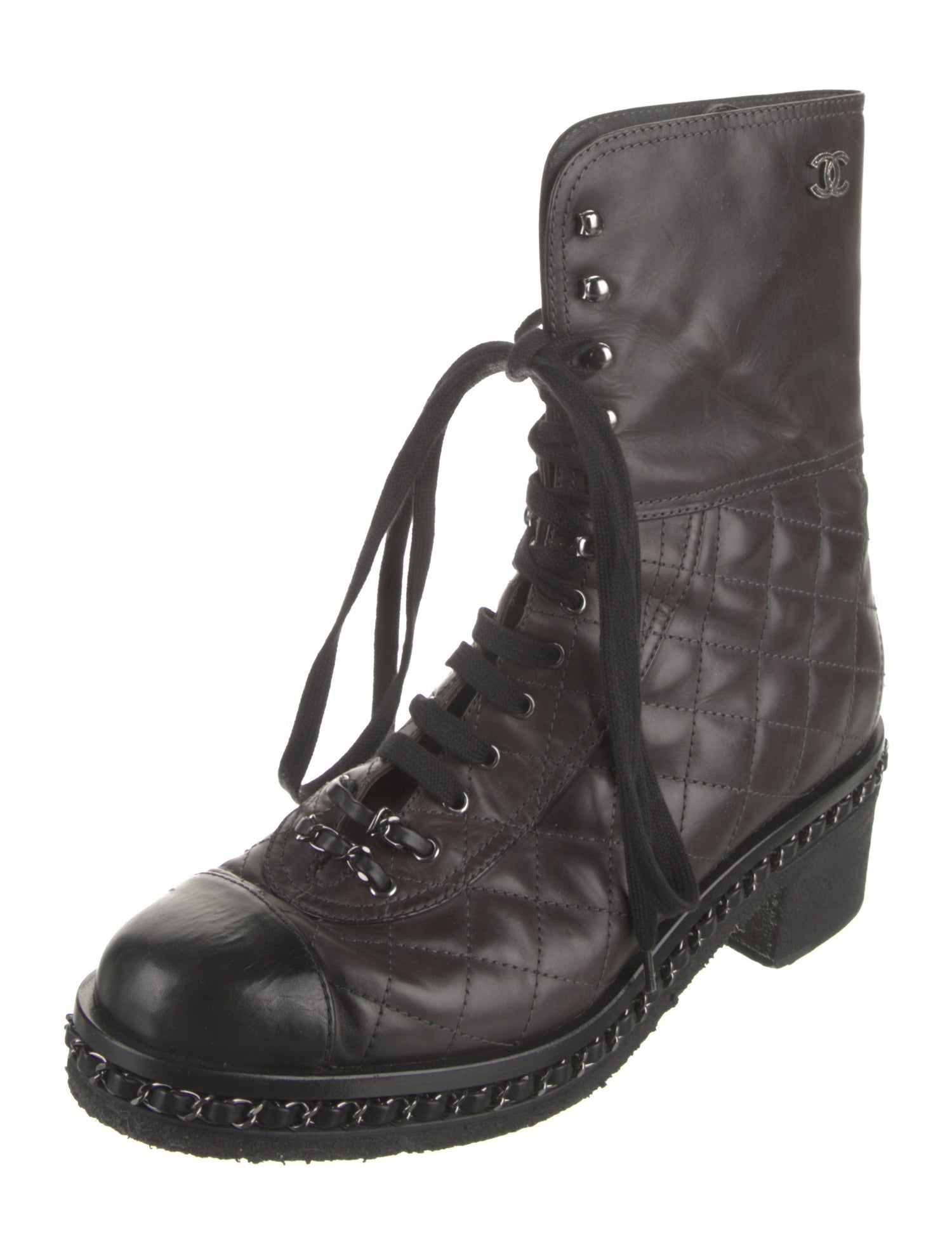 Chanel 2013 Interlocking CC Logo Combat Boots