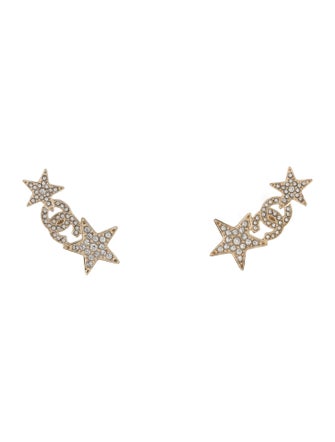 Chanel 2023 Strass CC Star Ear Climber Earrings