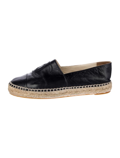 Chanel Interlocking CC Logo Leather Espadrilles