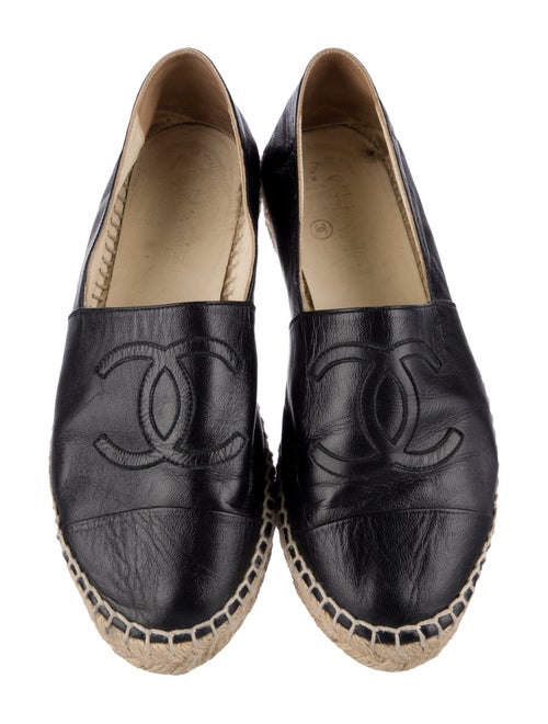 Chanel Interlocking CC Logo Leather Espadrilles