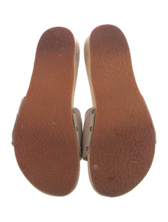 Chanel Interlocking CC Logo Suede Slides