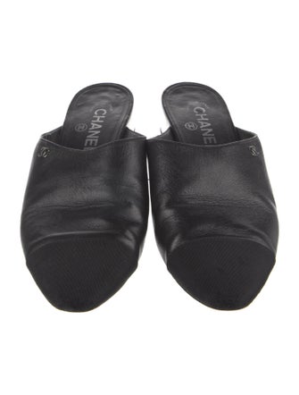 Chanel Interlocking CC Logo Leather Mules
