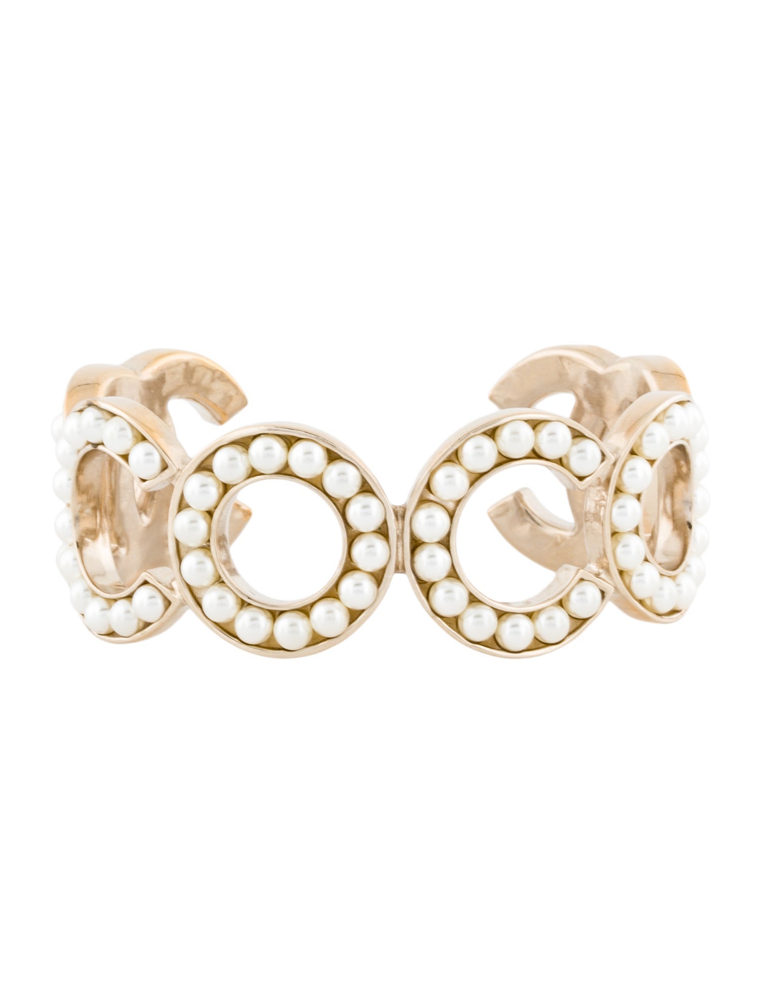 Chanel Faux Pearl Coco Cuff Bracelet