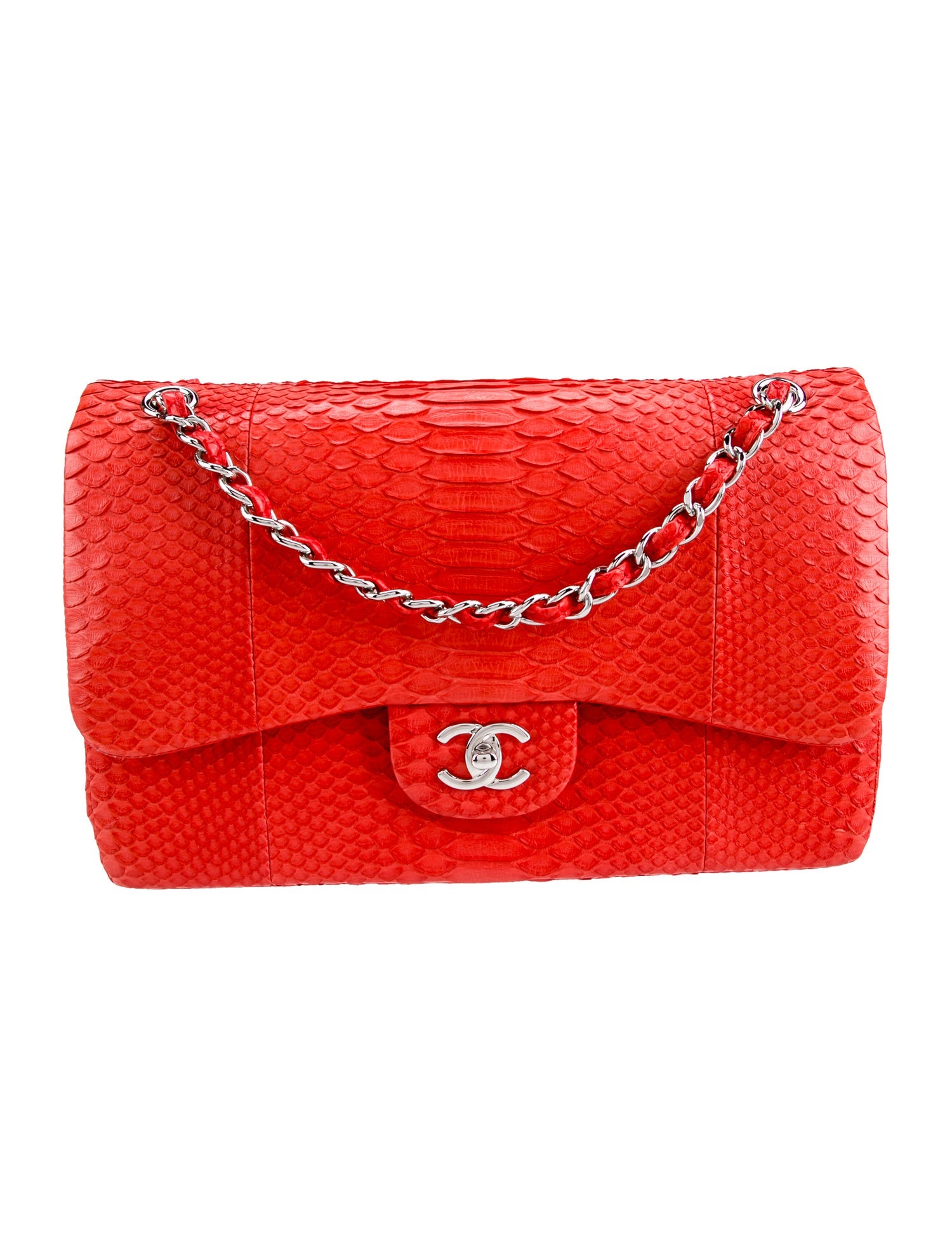 Chanel Classic Jumbo Python Double Flap Bag