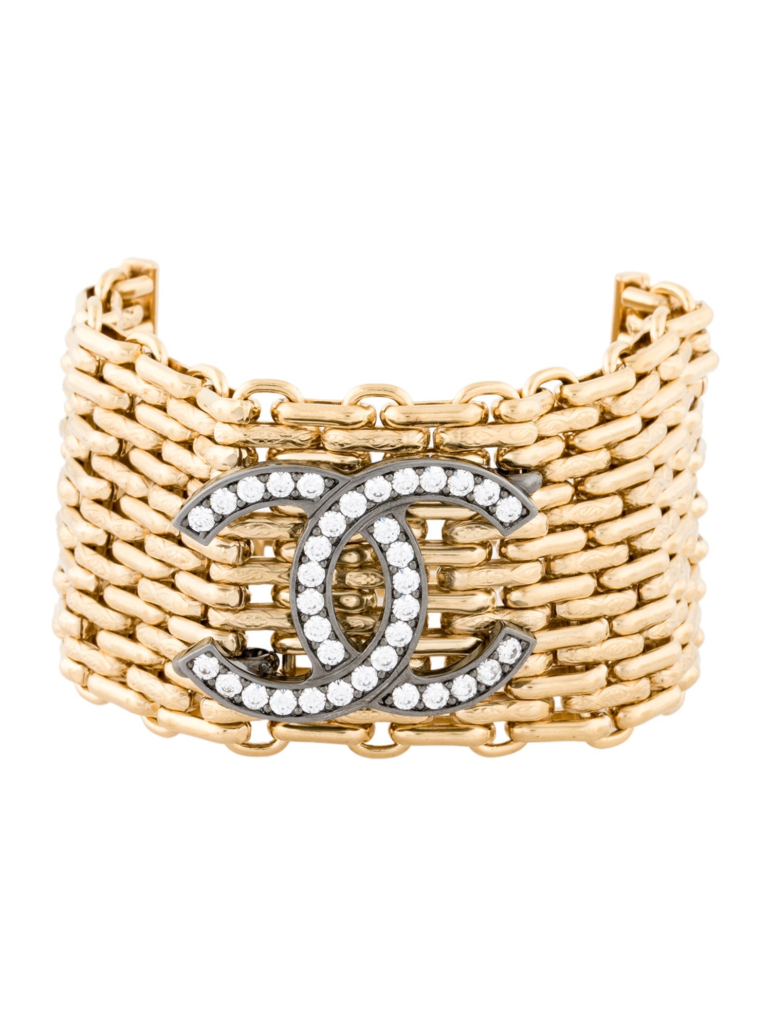 Chanel Strass CC Wide Link Bracelet