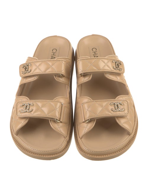 Chanel Interlocking CC Logo Leather Slides