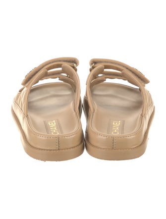 Chanel Interlocking CC Logo Leather Slides