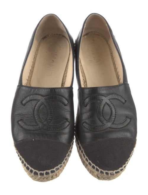 Chanel Interlocking CC Logo Leather Espadrilles