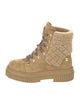 Chanel Interlocking CC Logo Suede Combat Boots