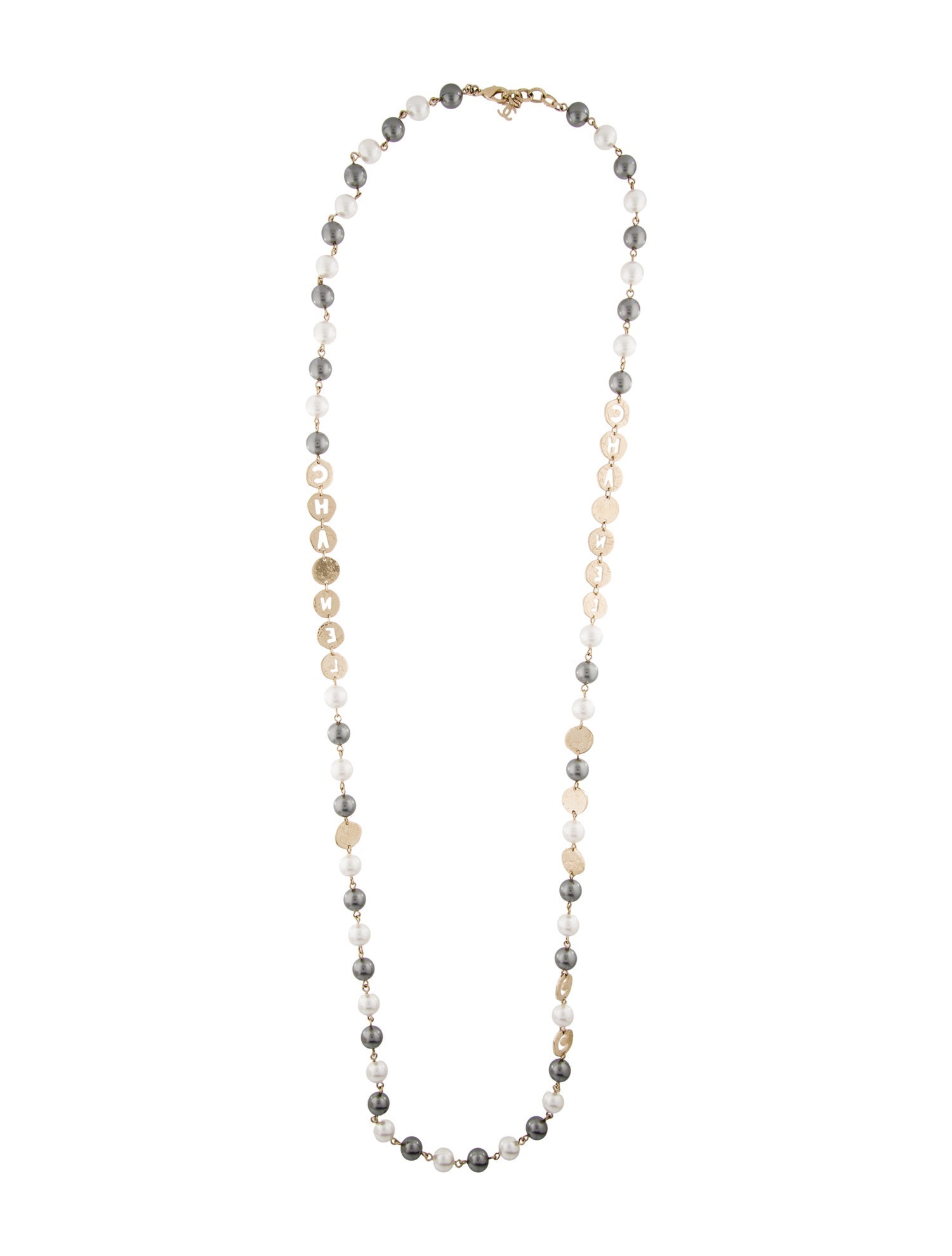 Chanel Paris-New York Faux Pearl & Strass CC Bead Necklace