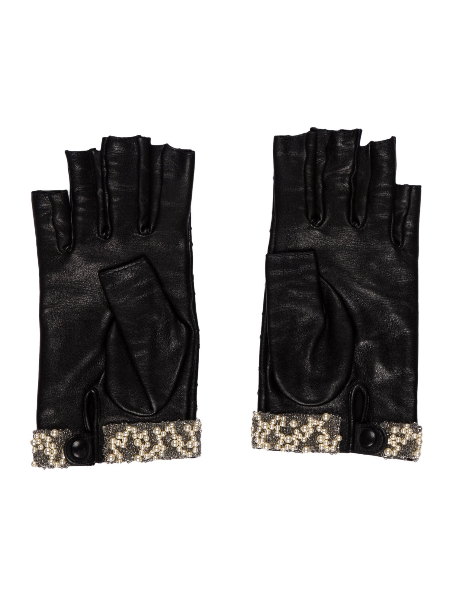 Chanel 2014 Quilted Leather Fingerless Gloves