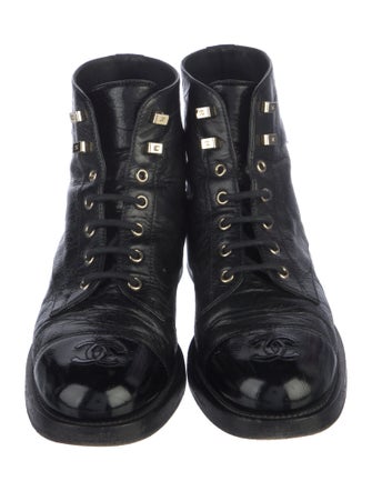 Chanel 2021 Interlocking CC Logo Combat Boots