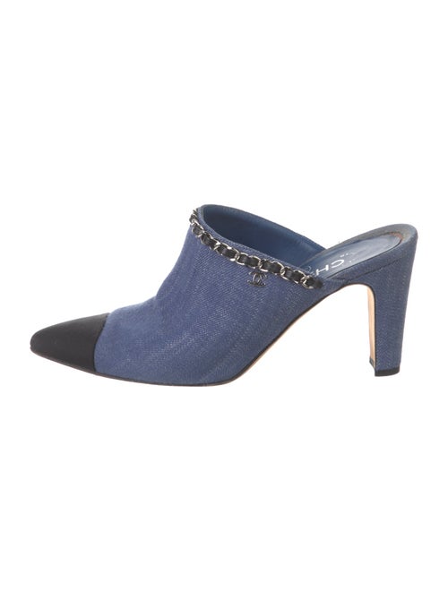 Chanel Interlocking CC Logo Denim Mules