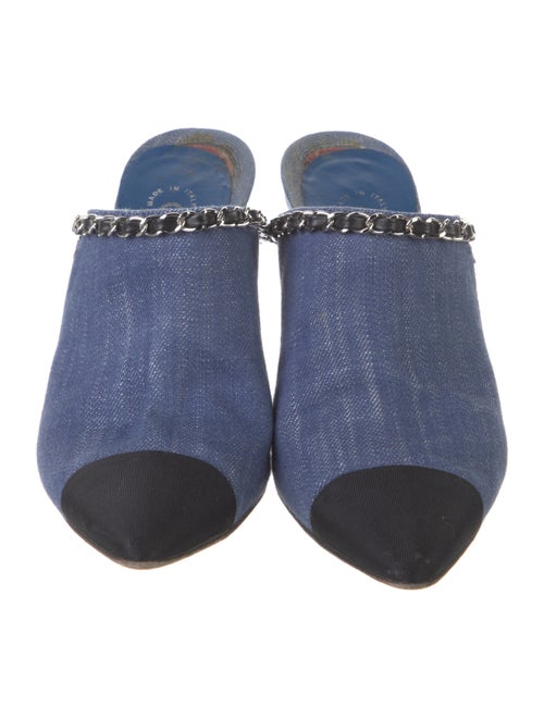 Chanel Interlocking CC Logo Denim Mules