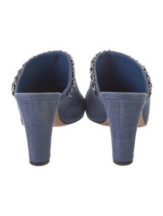 Chanel Interlocking CC Logo Denim Mules