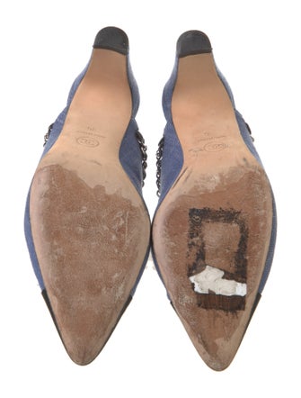 Chanel Interlocking CC Logo Denim Mules