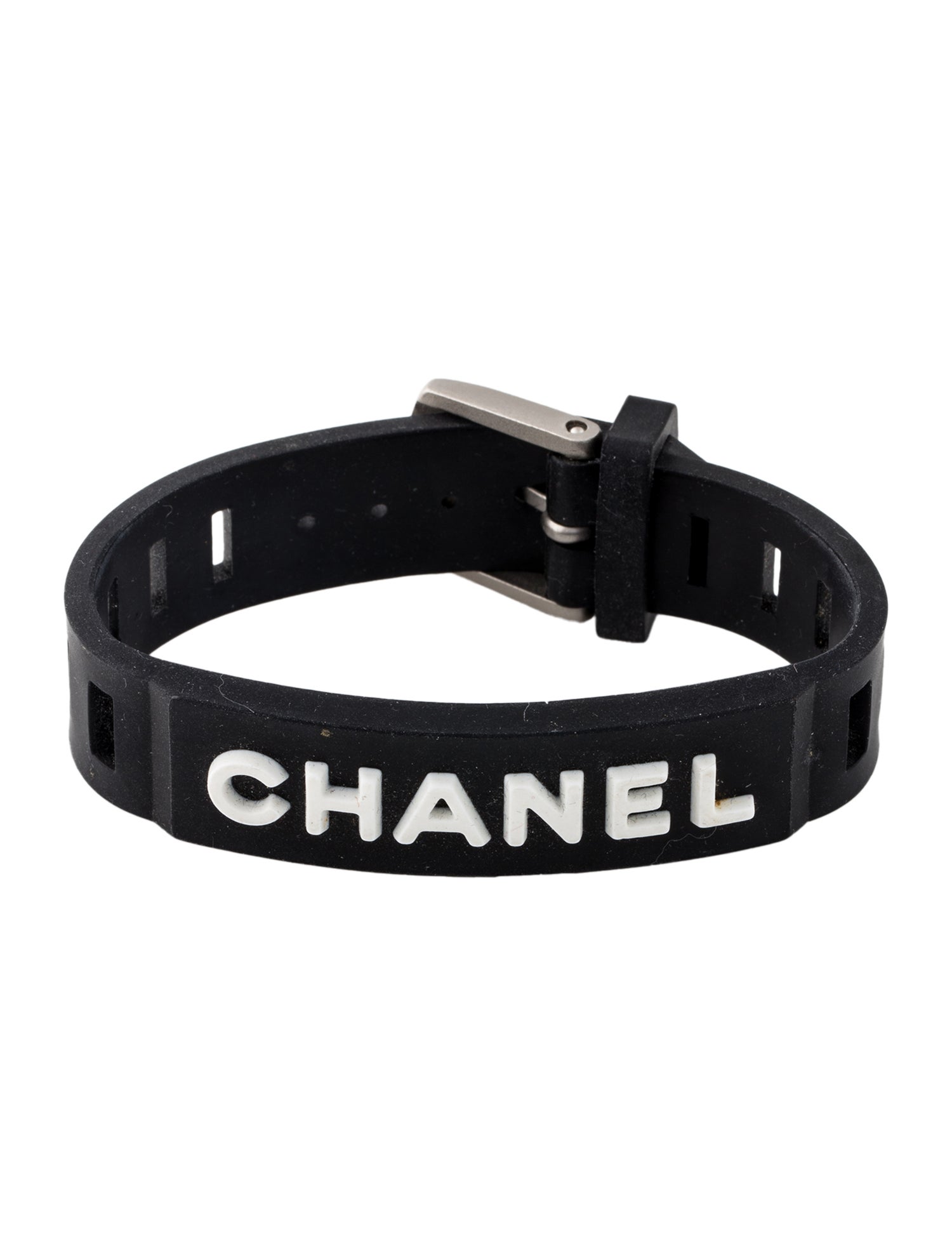 Chanel Vintage Rubber Logo Wrap Bracelet