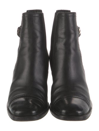 Chanel Interlocking CC Logo Leather Chelsea Boots