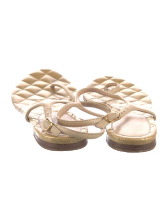 Chanel Interlocking CC Logo Leather T-Strap Sandals