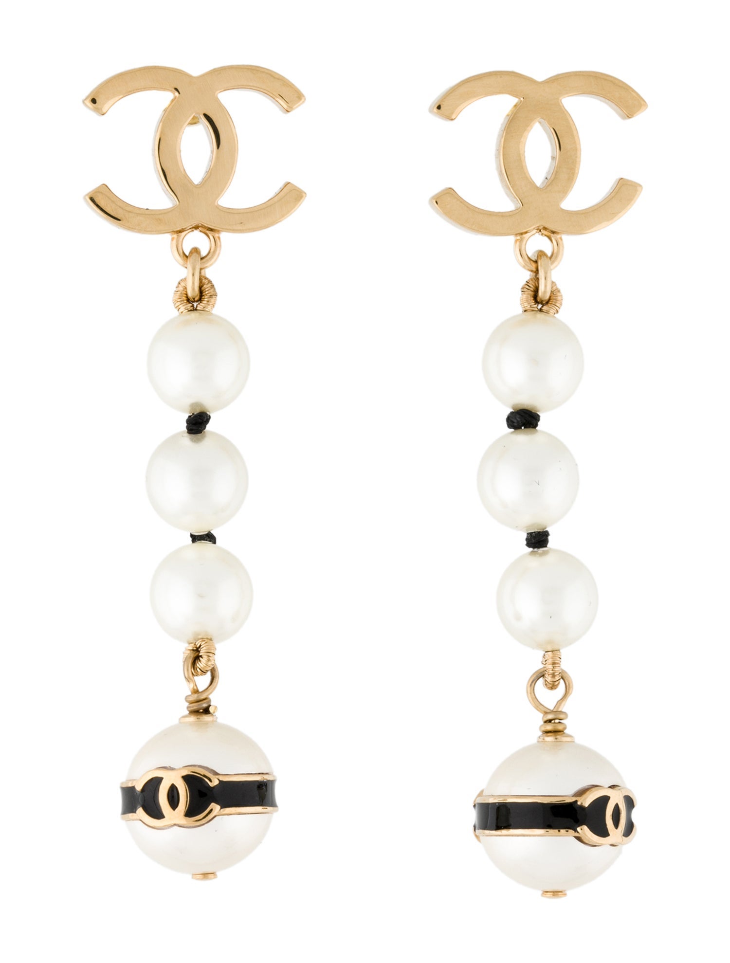 Chanel 2024 Faux Pearl & Resin CC Drop Earrings