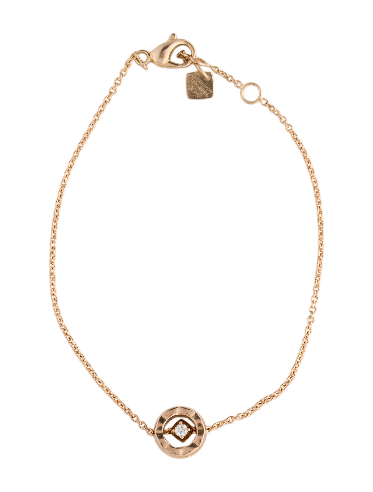 Chanel 18K Diamond Quilted Coco Station Bracelet