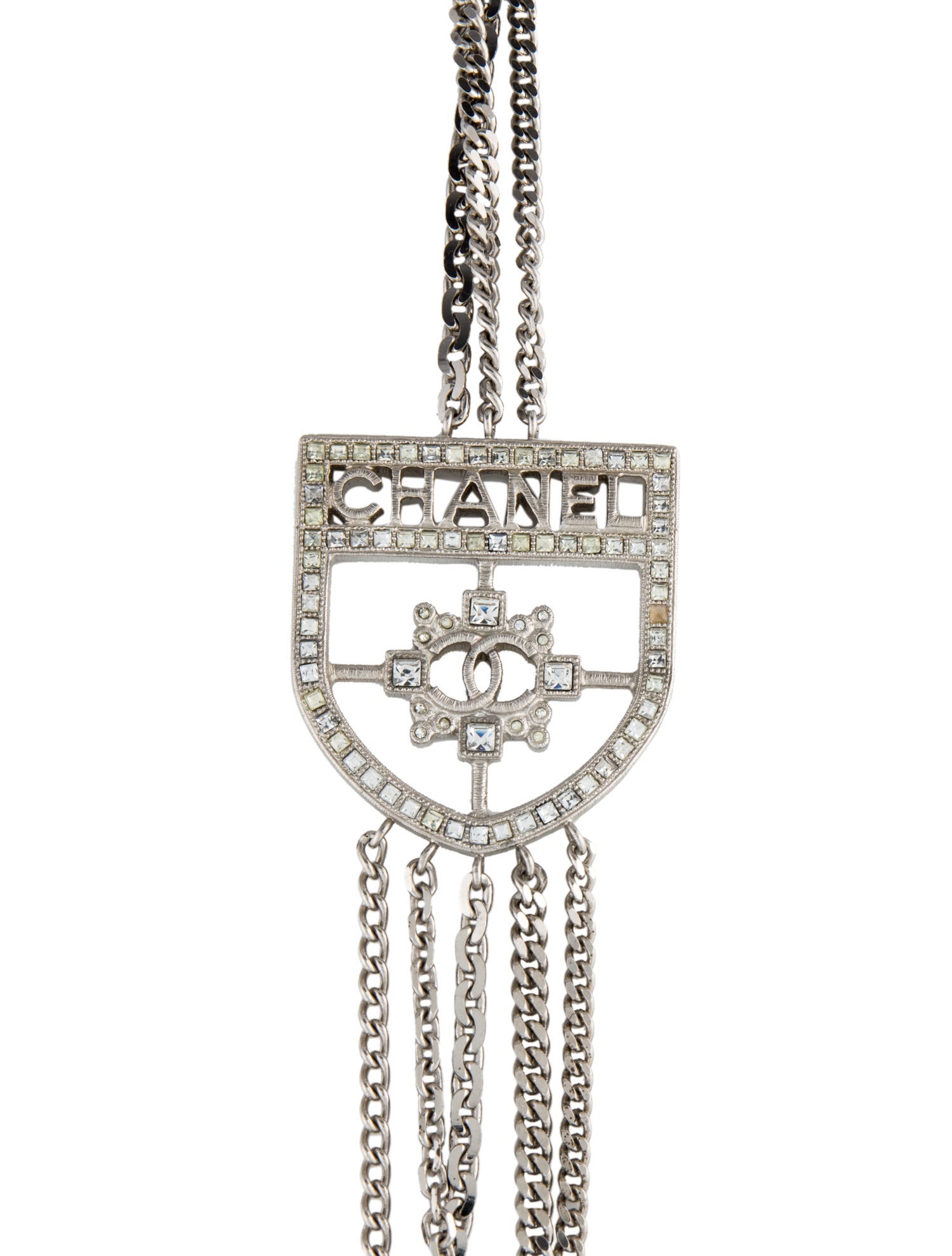 Chanel Strass Shield CC Long Multistrand Necklace