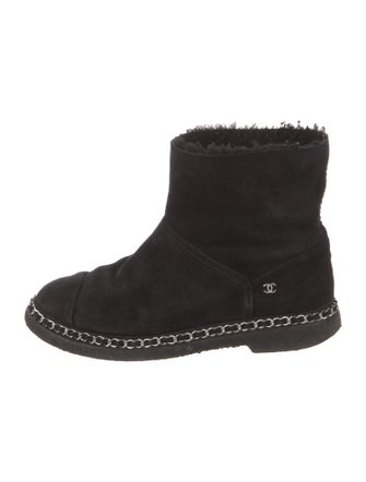 Chanel Interlocking CC Logo Suede Boots