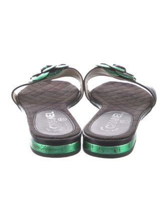 Chanel Interlocking CC Logo Leather Slides