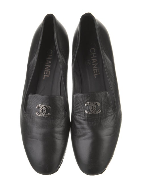 Chanel Interlocking CC Logo Leather Loafers