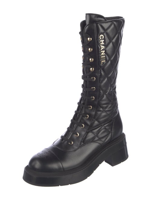 Chanel 2024 Interlocking CC Logo Combat Boots