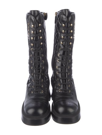 Chanel 2024 Interlocking CC Logo Combat Boots