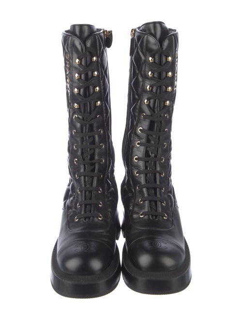 Chanel 2024 Interlocking CC Logo Combat Boots