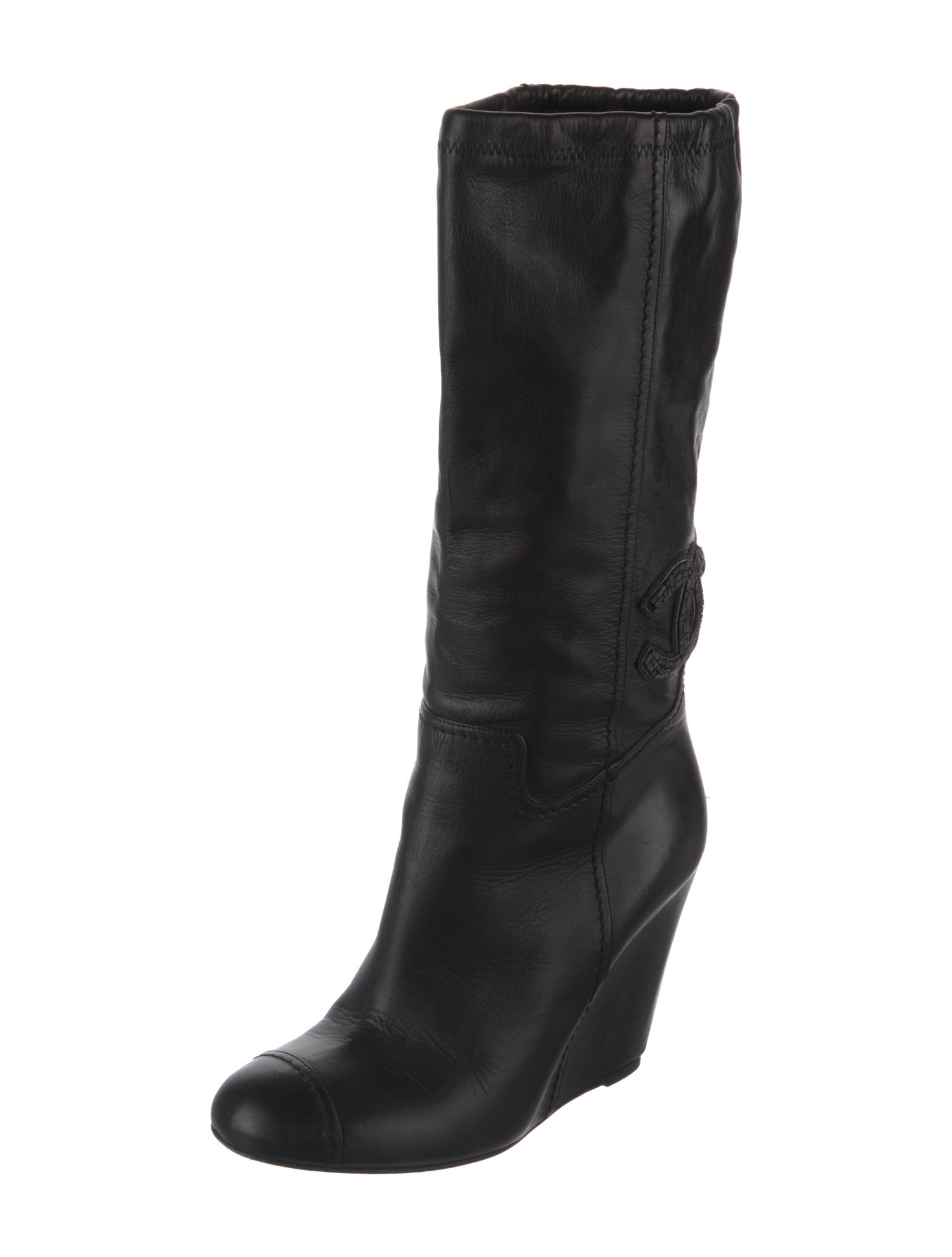 Chanel Interlocking CC Logo Calfskin Boots