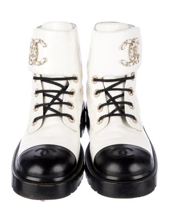 Chanel 2021 Interlocking CC Logo Combat Boots
