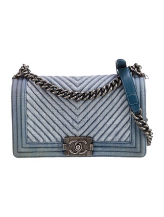 Chanel Medium Denim Chevron Boy Bag