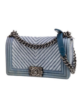 Chanel Medium Denim Chevron Boy Bag