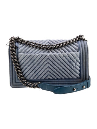Chanel Medium Denim Chevron Boy Bag